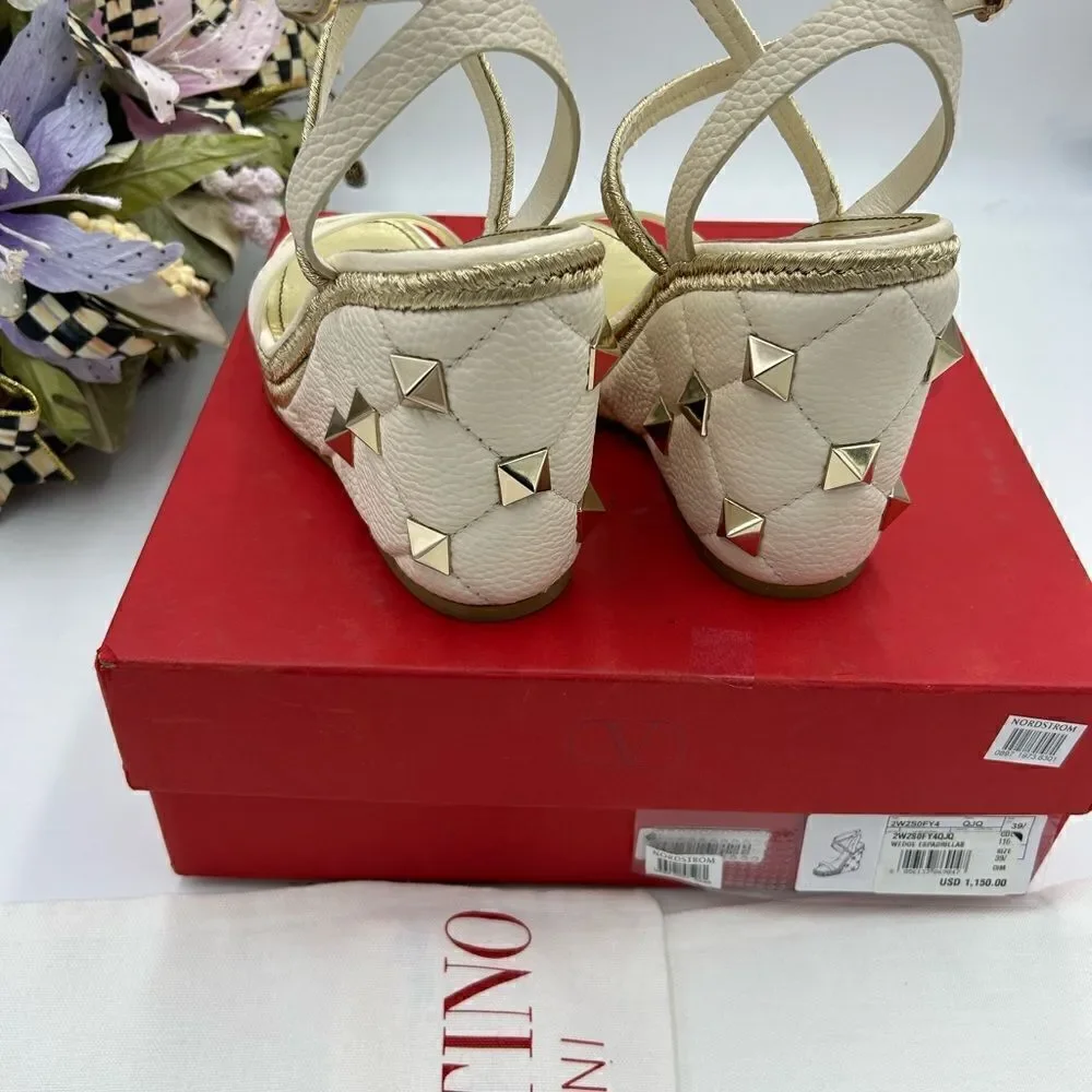 Women’s Valentino,Garavani , Roman stud, espadrille wedge size 39.5 made Italy